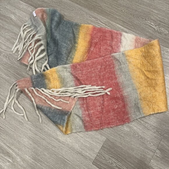 Lauren Conrad Scarf Womens 16 X 75 Fringe Trim Striped Blanket Soft Fall Winter - Picture 1 of 4